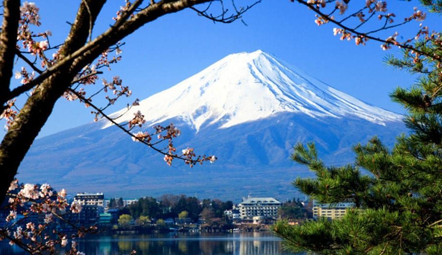 Mount Fuji located on Honshu Island in Japan