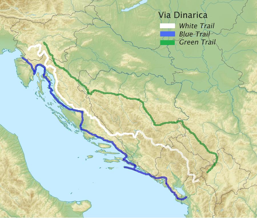Map showing Via Dinarica