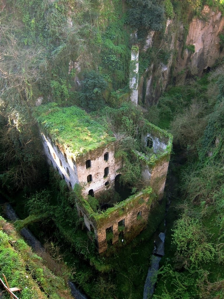 Abandoned mill from 1866 in Sorrento, Italy