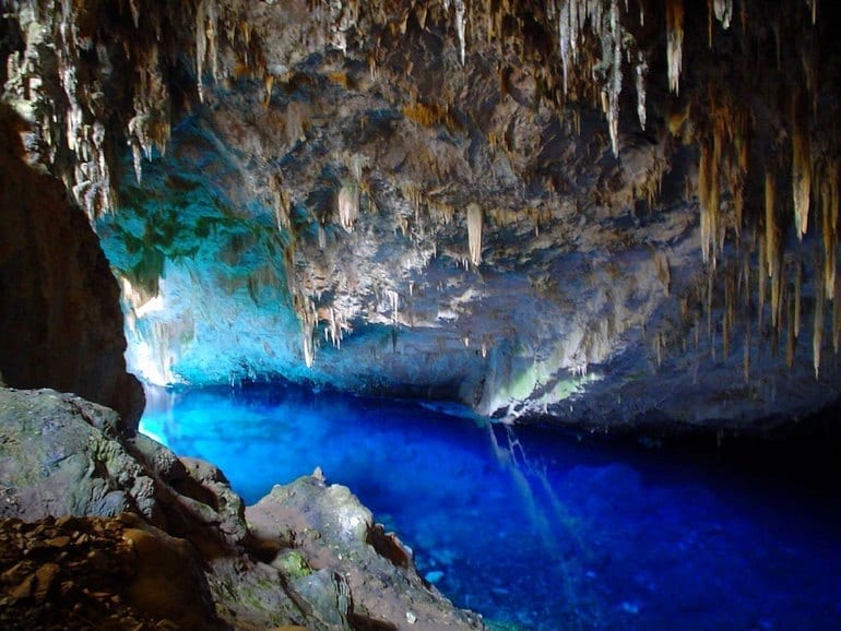 Beautiful Blue Lake Cave In Brazil