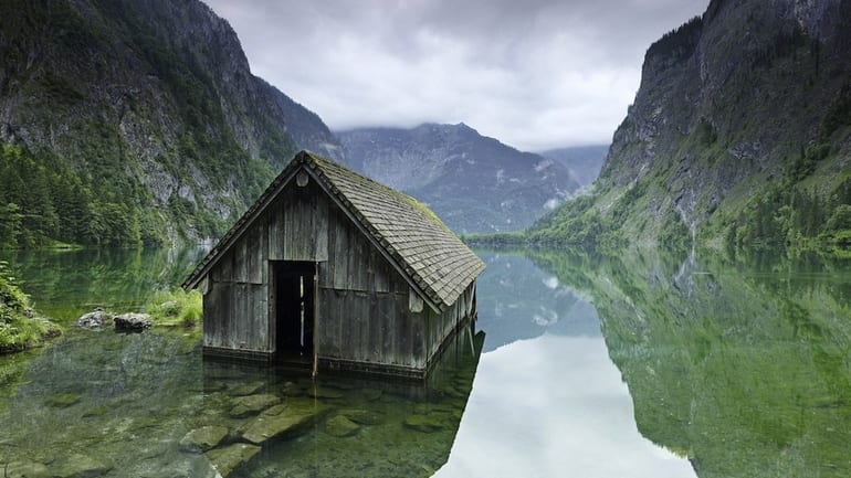 Fishing hut on a lake in Germany
